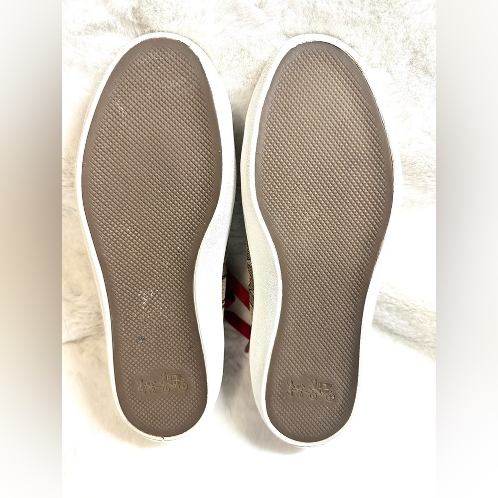 Coach Empire Outline Red & Tan Canvas Sneakers Size 8 - Picture 6 of 9